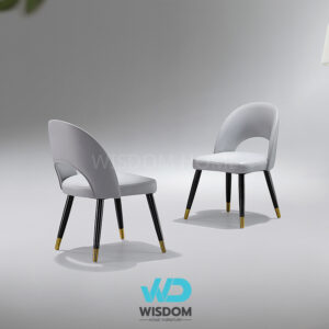 Wisdom เก้าอี้ทานอาหาร เก้าอี้นั่งทานข้าว Dining Chair โครงขาสีดำคาดทอง เบาะหนังโค้งรับสรีระ นั่งสบาย