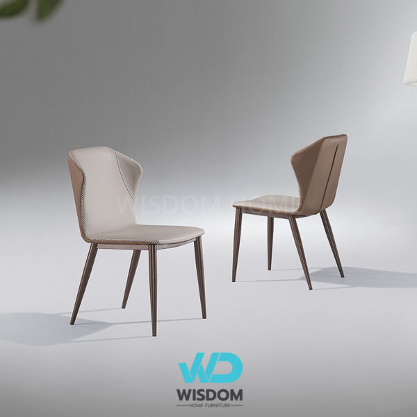 Dining Chair โครงขาสีRosegold เบาะหุ้มหนัง