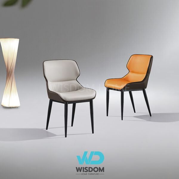 Wisdom เก้าอี้ทานอาหาร เก้าอี้นั่งทานข้าว Dining Chair โครงขาสีดำ เบาะหุ้มหนัง