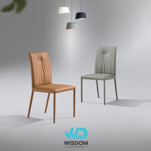 เก้าอี้นั่งทานข้าว Dining Chair โครงขาสีสีพาสเทล เบาะหุ้มหนัง