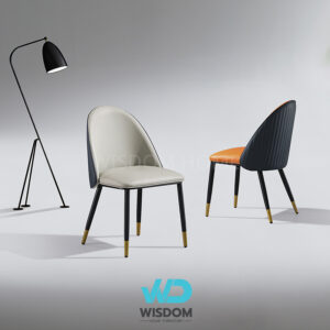 Wisdom เก้าอี้ทานอาหาร เก้าอี้นั่งทานข้าวDining Chair พนักพิงทรงโค้ง โครงขาสีดำคาดทอง