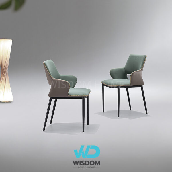 Wisdom เก้าอี้ทานอาหาร เก้าอี้นั่งทานข้าว Dining Chair โครงขาสีดำเบาะผ้ากำมะหยี่ นั่งสบาย