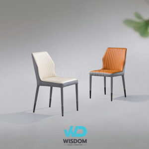 Wisdom เก้าอี้ทานอาหาร เก้าอี้นั่งทานข้าว Dining Chair โครงขาสีเทาปลอกดำเบาะหนัง นั่งสบาย