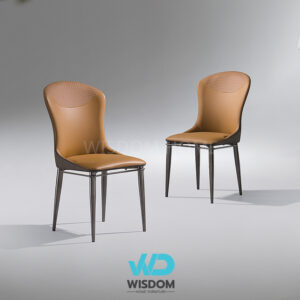 Wisdomเก้าอี้ทานอาหาร เก้าอี้นั่งทานข้าว เก้าอี้ทานอาหาร / Dining Chair ขาดำ พนักพิงหลังหนัง บุลาย