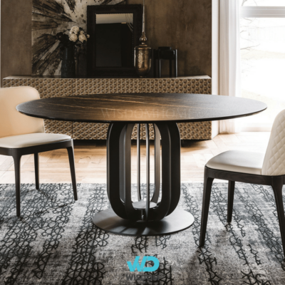 Best Seller โต๊ะอาหารกลมหินอ่อน Dining Table รุ่น Shadow