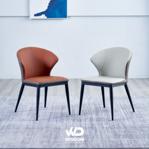 Wisdom เก้าอี้ทานอาหาร เก้าอี้นั่งทานข้าว Dining Chair โครงขาเหล็กอบสีดำ เบาะหุ้มหนัง