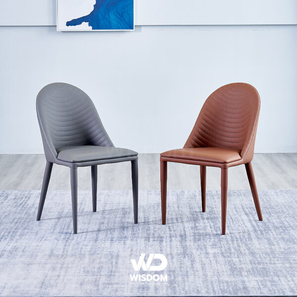 Wisdom เก้าอี้ทานอาหาร เก้าอี้นั่งทานข้าว Dining Chair โครงขาเหล็กทำสี เบาะหุ้มหนัง