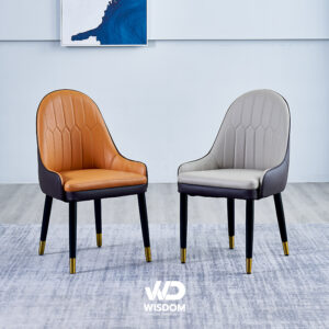 Wisdom เก้าอี้ทานอาหาร เก้าอี้นั่งทานข้าว Dining Chair โครงขาสีดำทอง เบาะหุ้มหนัง