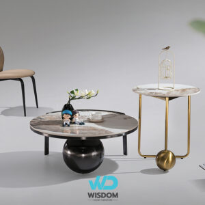 โต๊ะกลาง โต๊ะรับแขก โต๊ะกลางโซฟา โต๊ะกลางหินอ่อน รุ่นWisdom-coffeetable-027 - Topวัสดุหินอ่อนสังเคราะห์ - โครงขาสแตนเลสทอง