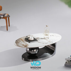 โต๊ะรับแขก โต๊ะกลางโซฟา โต๊ะกลางหินอ่อน รุ่นWisdom-coffeetable-033 - Topวัสดุหินอ่อนสังเคราะห์ - โครงขาสแตนเลส