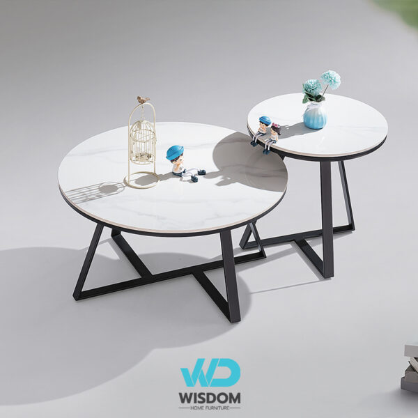 โต๊ะกลาง โต๊ะรับแขก โต๊ะกลางโซฟา โต๊ะกลางหินอ่อน รุ่นWisdom-coffeetable-035 - Topวัสดุหินอ่อนสังเคราะห์ - โครงขาเหล็กดำทรงฉาก