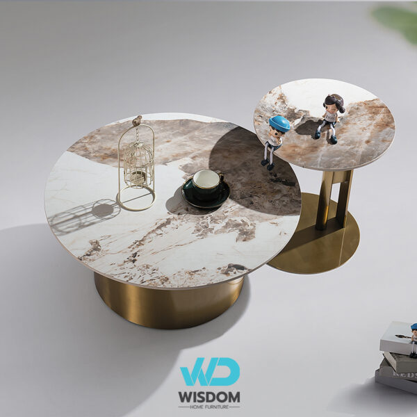 โต๊ะกลาง โต๊ะรับแขก โต๊ะกลางโซฟา โต๊ะกลางหินอ่อน รุ่นWisdom-coffeetable-041 - Topวัสดุหินอ่อนสังเคราะห์  - โครงขาสแตนเลสสีทอง