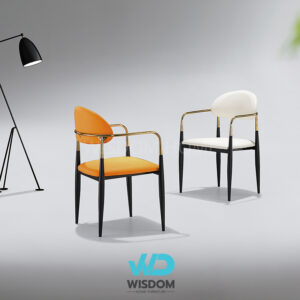 Wisdom Home เก้าอี้ทานอาหาร เก้าอี้นั่งทานข้าว Dining Chair โครงขาเหล็ก อาร์มแชร์ สแตนเลสทองGold