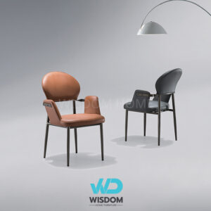 Wisdom เก้าอี้ทานอาหาร เก้าอี้นั่งทานข้าว Dining Chair โครงขาดำ พนักพิงโค้งทรงกลม เบาะนุ่ม