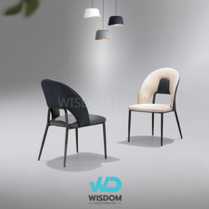 Wisdom เก้าอี้ทานอาหาร เก้าอี้นั่งทานข้าว Dining Chair โครงขาดำ พนักพิงโค้ง เบาะนุ่ม