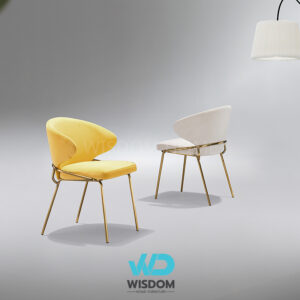 Wisdom เก้าอี้ทานอาหาร Armchair เก้าอี้นั่งทานข้าว Dining Chair โครงสแตนเลสทอง พนักพิงโค้งพอดีสรีระ