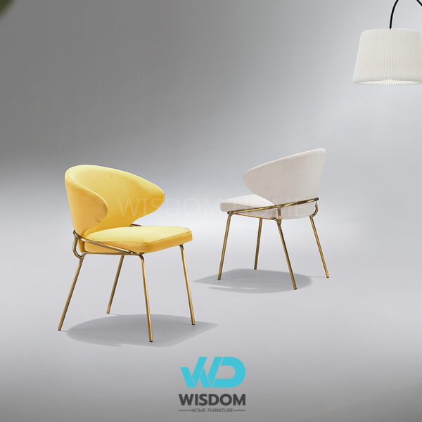 Wisdom เก้าอี้ทานอาหาร Armchair เก้าอี้นั่งทานข้าว Dining Chair โครงสแตนเลสทอง พนักพิงโค้งพอดีสรีระ