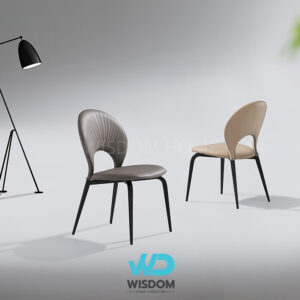 Wisdom เก้าอี้ทานอาหาร เก้าอี้นั่งทานข้าว Dining Chair โครงขาเหล็กดำ พนักพิงทรงเปลือกหอย