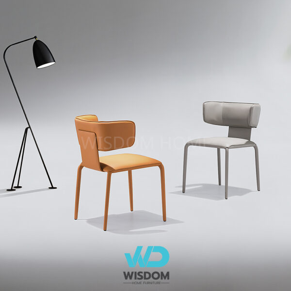 Wisdom เก้าอี้ทานอาหาร เก้าอี้นั่งทานข้าว Dining Chair โครงขาสี เบาะหุ้มหนังทรงวาย