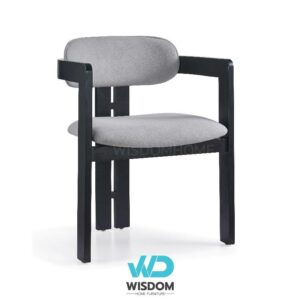 Wisdom Home เก้าอี้ทานอาหาร เก้าอี้นั่งทานข้าว Dining Chair เบาะหนังหนานุ่ม นั่งสบาย ขาไม้ดำ มีท้าวแขน