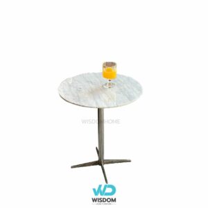 Wisdomhome Side table โต๊ะข้างท็อปหิน ขาสแตนเลสทรงกากบาท เงาพรี่เมี่ยม ราคาพิเศษ